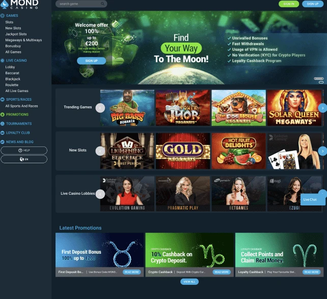 MondCasino Homepage