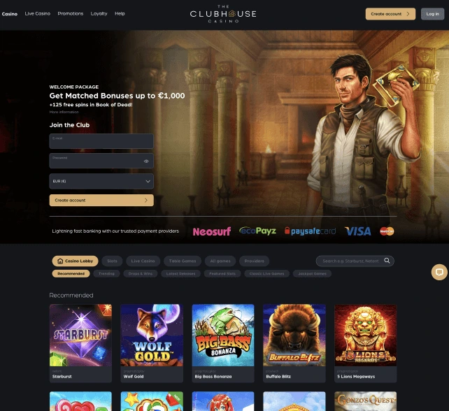 ClubhouseCasino Homepage