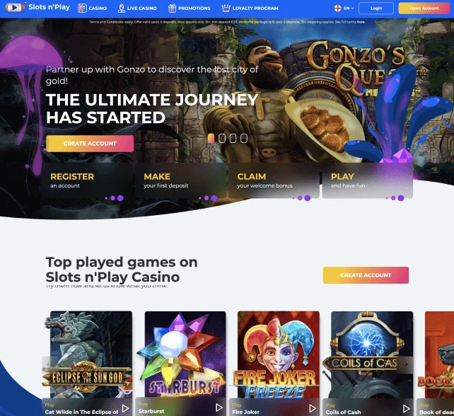 SlotsNPlay Homepage