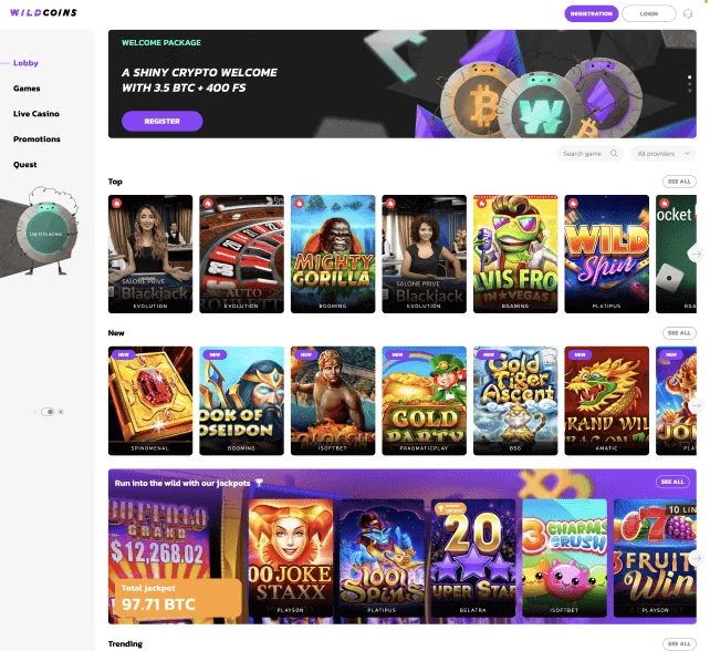 wildcoins homepage