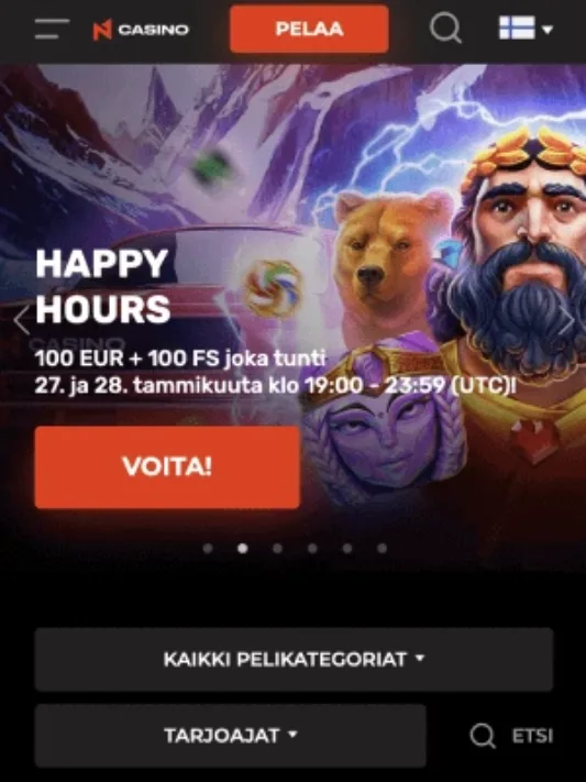 N1Casinon etusivu mobiilisti