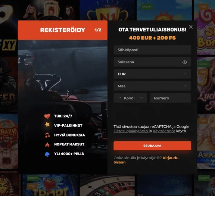 N1Casinolle rekisteröityminen