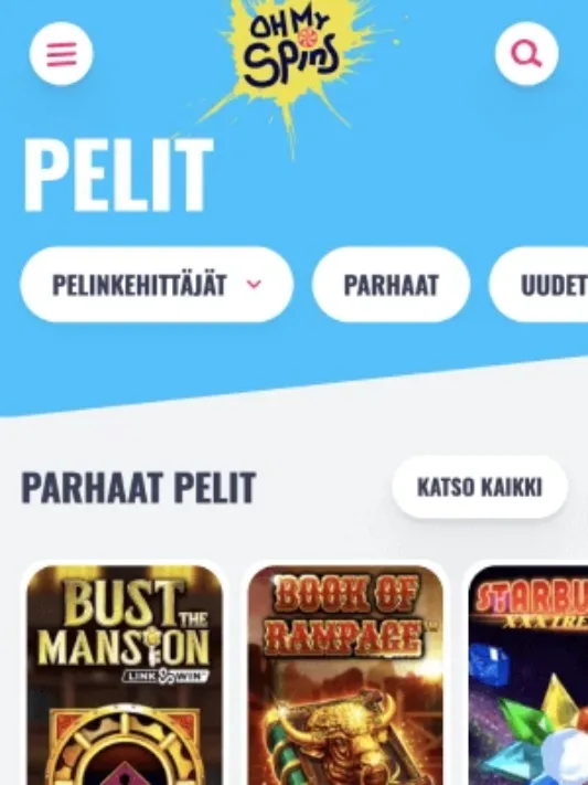 OhMySpins Casinon pelit mobiilisti