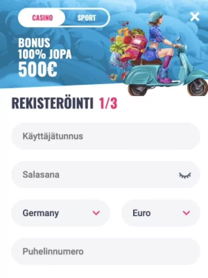 OhMySpins Casinolle rekisteröityminen mobiilisti