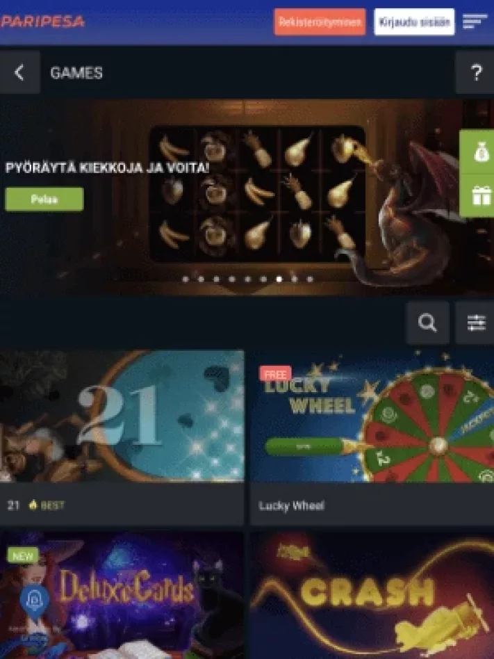 Paripesa Casinon pelit mobiilisti