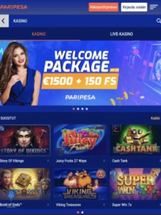 Paripesa Casinon etusivu mobiilisti