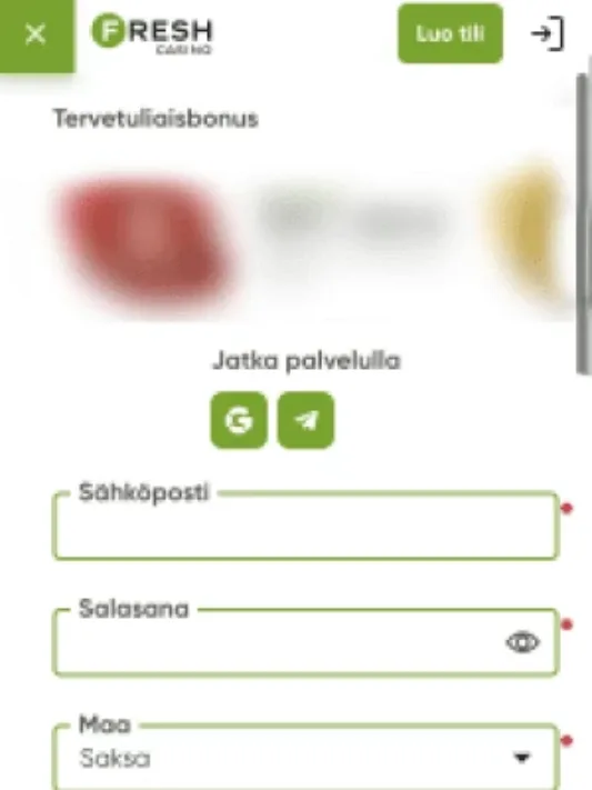 Fresh Casinolle rekisteröityminen mobiilisti