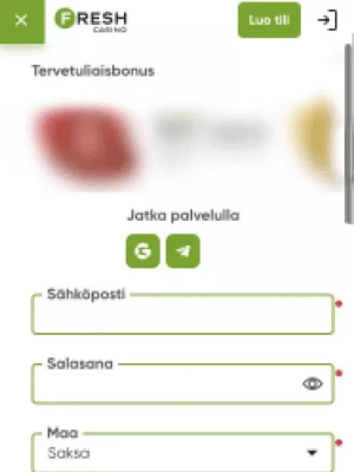 Fresh Casinolle rekisteröityminen mobiilisti