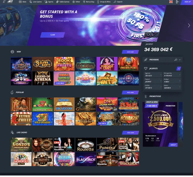 JetCasino Homepage