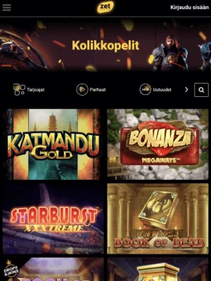 Zet Casinon pelit mobiilisti