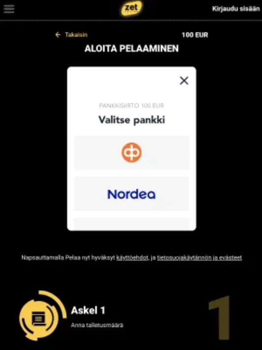 Zet Casinolle rekisteröityminen mobiilisti