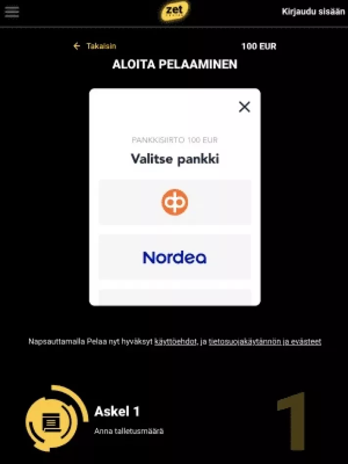 Zet Casinolle rekisteröityminen mobiilisti