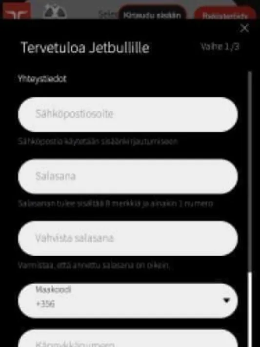 JetBull Casinolle rekisteröityminen mobiilisti