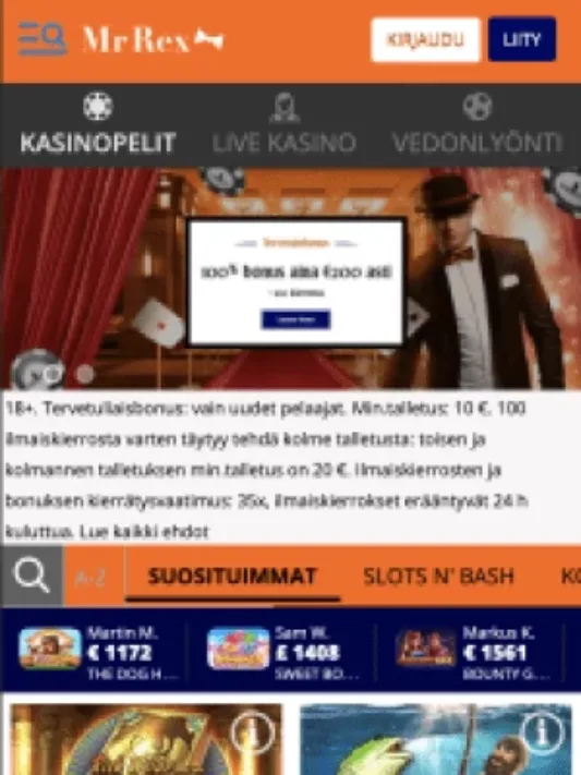 Mr Rex Casinon etusivu mobiilisti