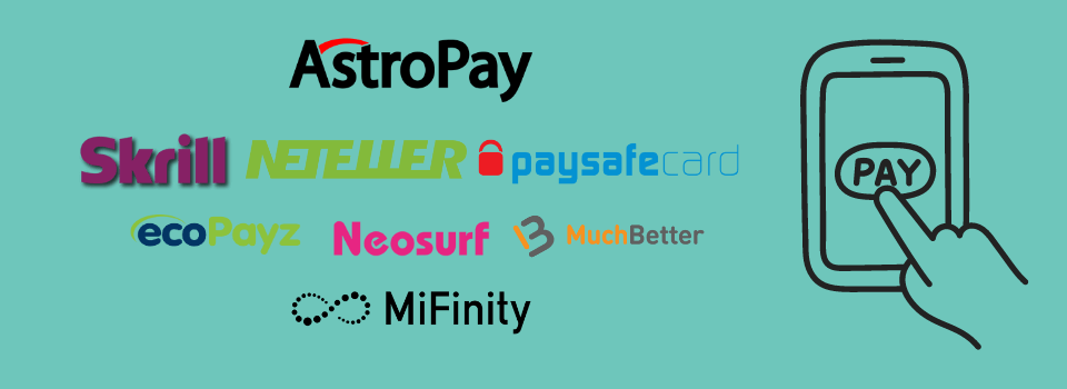 Nettikasinoiden vaihtoehdot AstroPaylle: Skrill, Neteller, Paysafecard, ecoPayz, Neosurf, MuchBetter, MiFinity