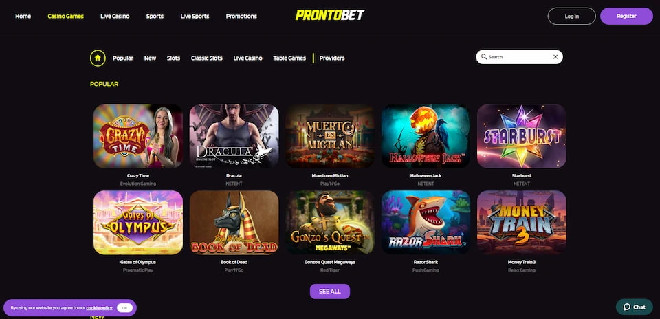 prontobet popular games