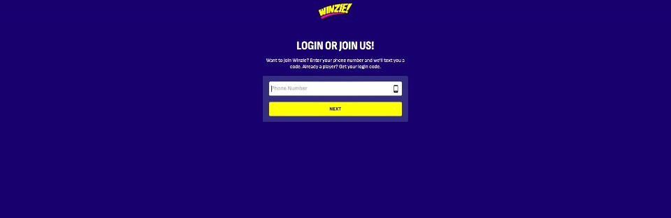 Kuvankaappaus Winzie Casinolle rekisteröitymisestä, esillä kenttä puhelinnumerolle koodin saamiseksi