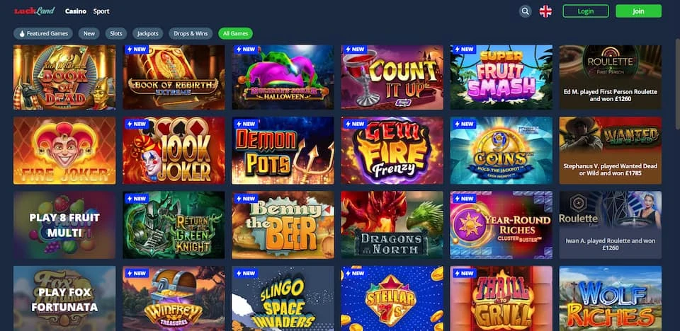 luckland all casino games