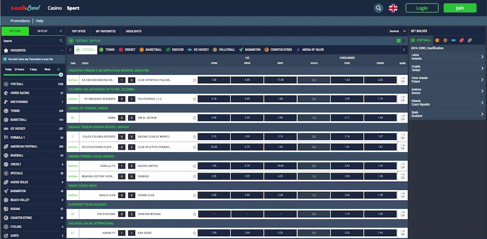 luckland sports betting options