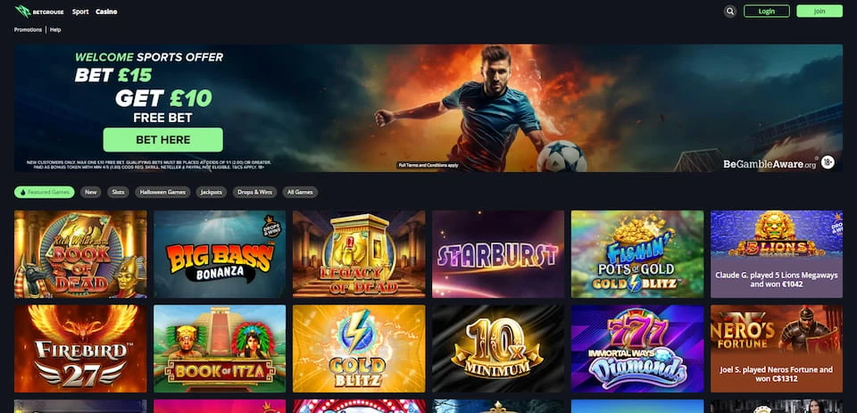 betgrouse casino homepage
