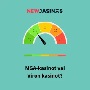 NewCasinos logo, mittari ja teksti MGA-kasinot vai Viron kasinot?