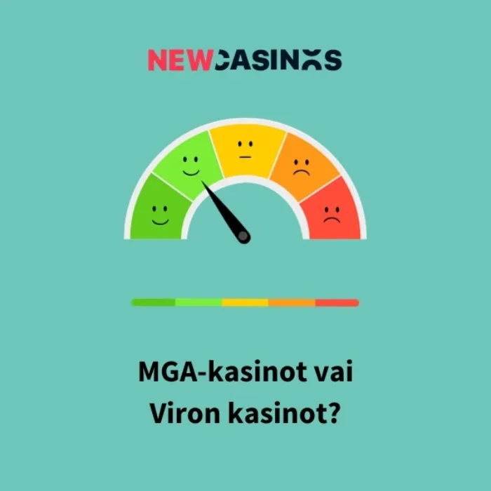 MGA kasinot vai Viron kasinot? NewCasinos logo, mittari ja teksti MGA-kasinot vai Viron kasinot?