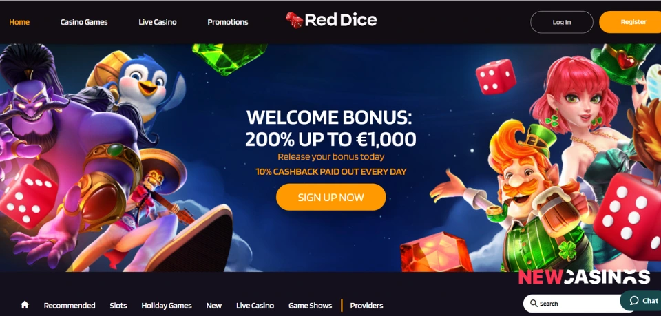 red dice casino landing page