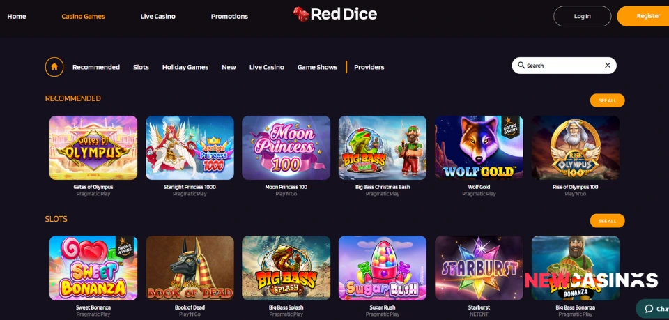 red dice casino games