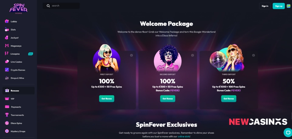 spin fever casino welcome bonus