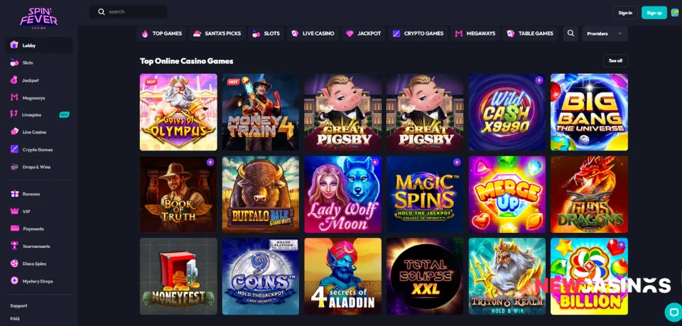 spin fever casino games