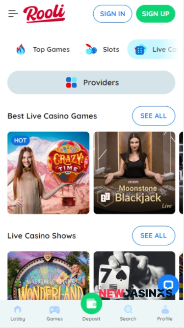 rooli casino mobile view on iphone