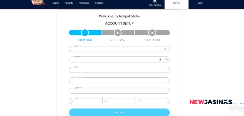 jackpot strike casino sign up form