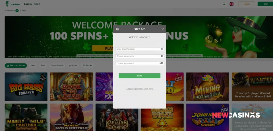 luckster casino registration form