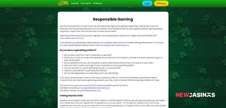 fortune games responsible gambling