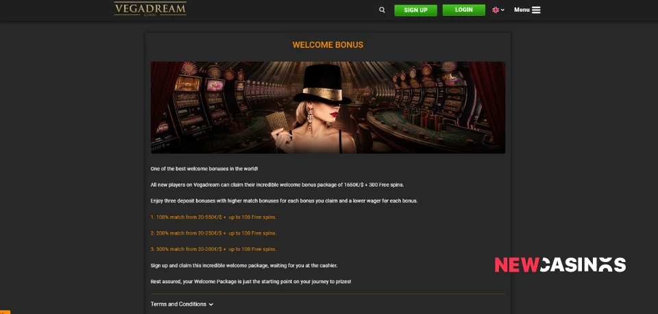vegadream casino welcome bonus