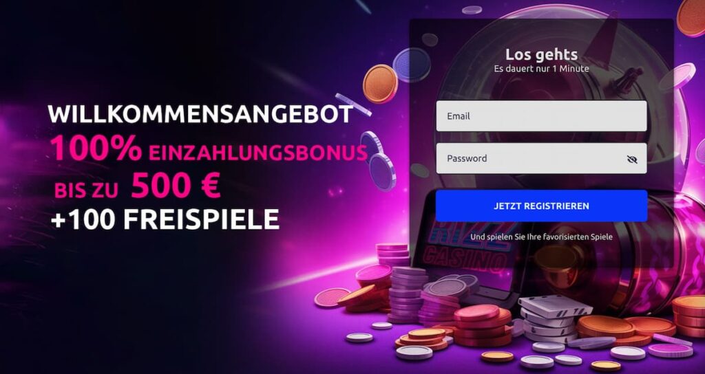 Exklusiver Rizz Casino Bonus - 100% bis 500 Euro + 100 Spins