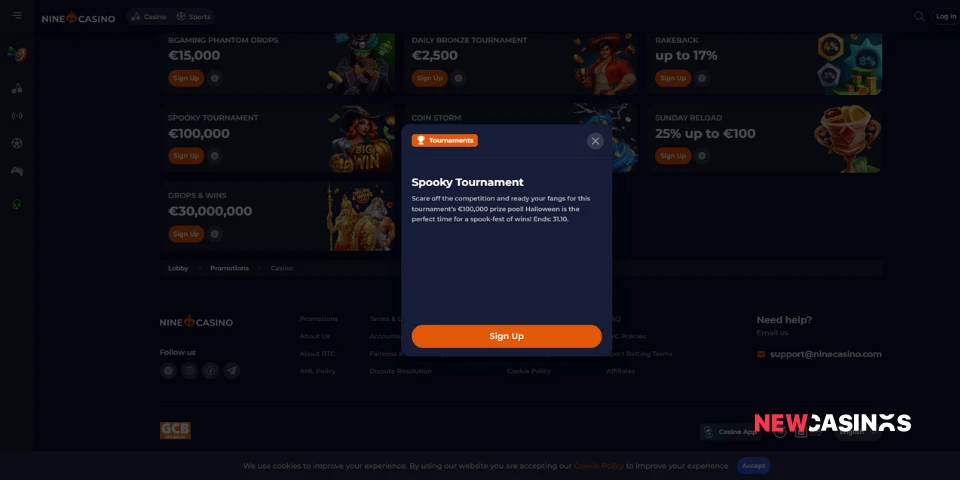 nine casino spooky tournament