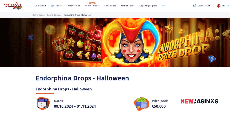 vulkan vegas endorphina drops halloween