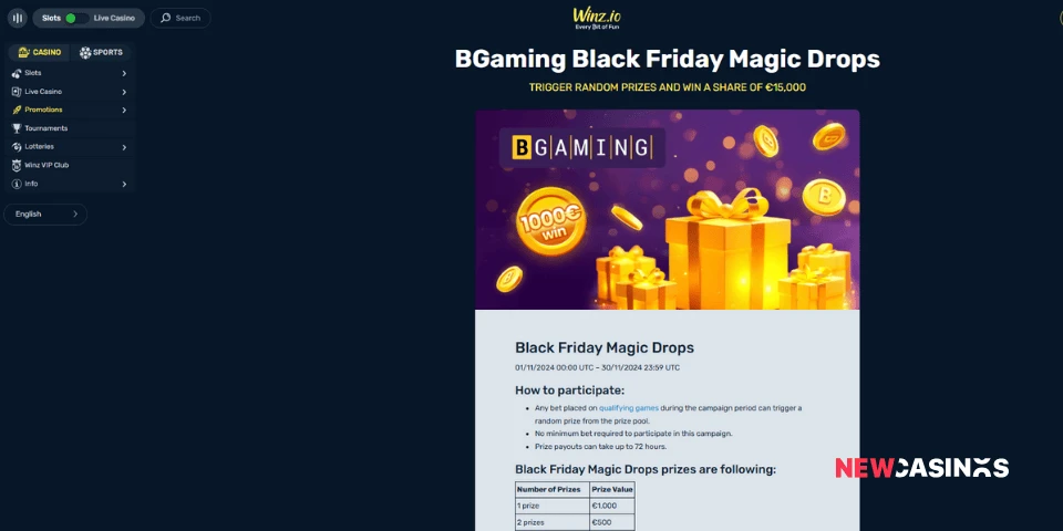 winz.io bgaming black friday magic drops