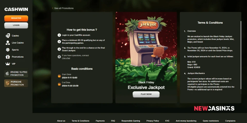cashwin black friday exclusive jackpot