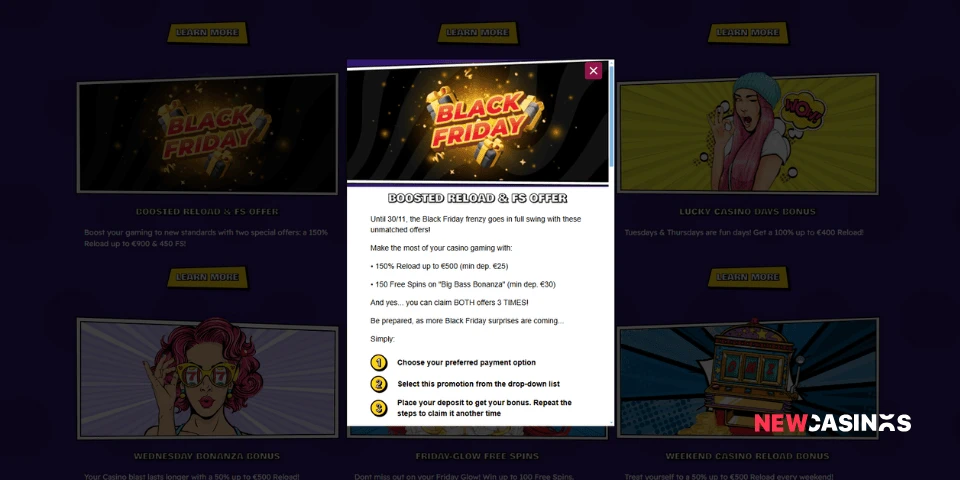 oh my zino black friday boosted reload & free spins offer