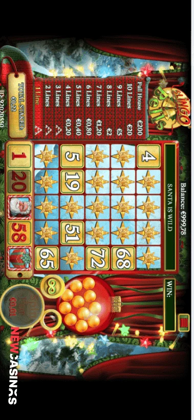 screenshot of slingo bells displaying santa wild