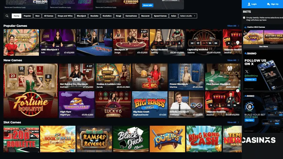 screenshot of rhinobet live casino