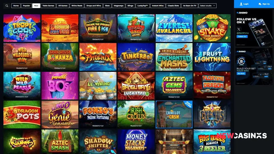 screenshot of rhinobet new slots