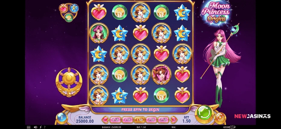screenshot of moon princess origins slot gameplay