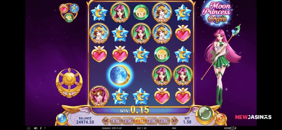 screenshot of moon princess origins slot gameplay