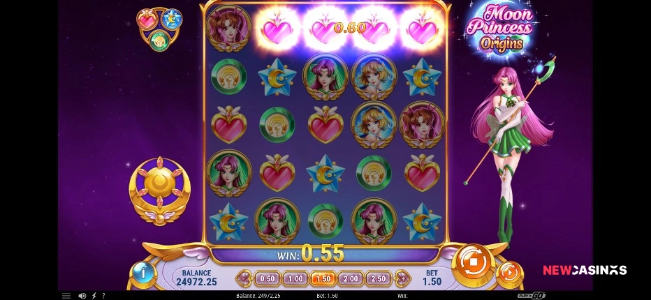 screenshot of moon princess origins slot gameplay