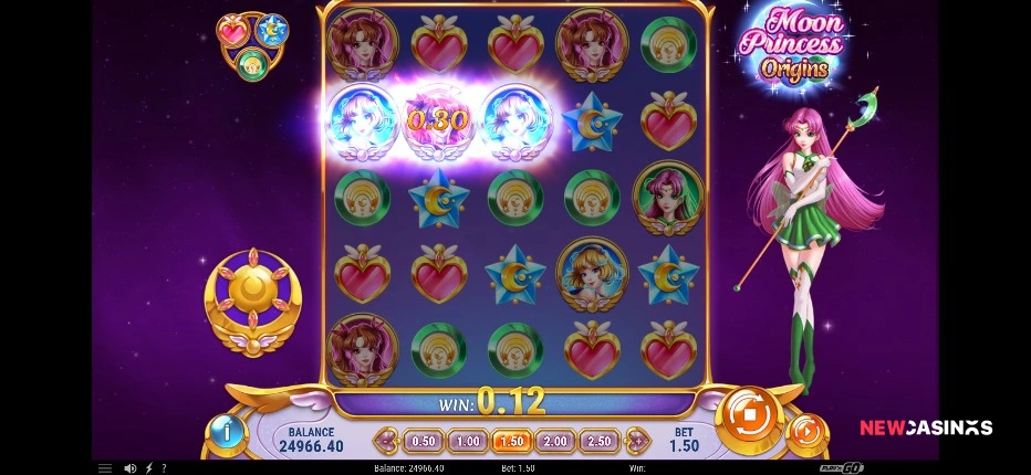 screenshot of moon princess origins slot gameplay