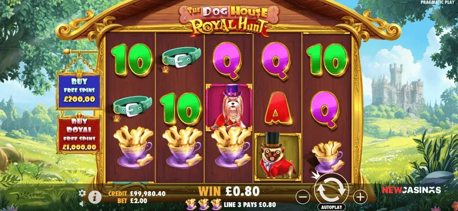 screenshot of slot the dog house royal hunt gameplay