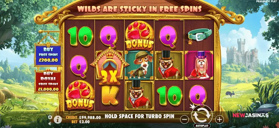 screenshot of slot the dog house royal hunt gameplay